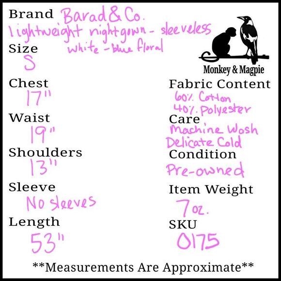 Barad And Co Nightgown Floral Roses Small Lace Trim Sleeveless Full Length - Picture 9 of 9